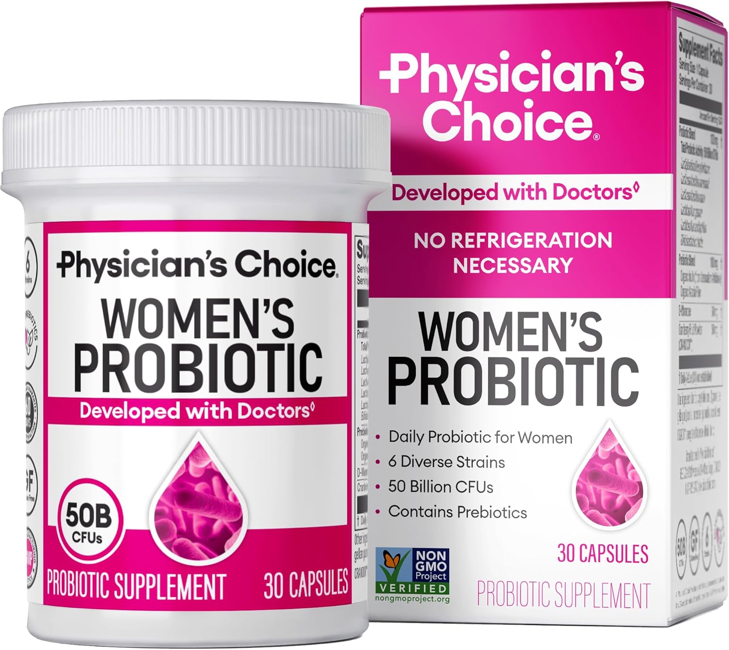 Women's probiotic supplement bottle